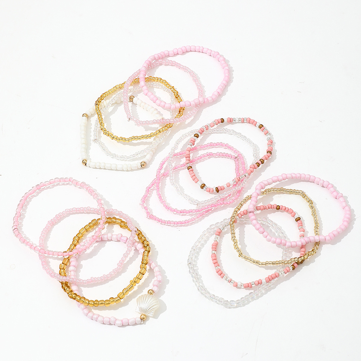Bohemian Multi-layer Shell & Beaded Charm Bracelet For Women_voghion.com