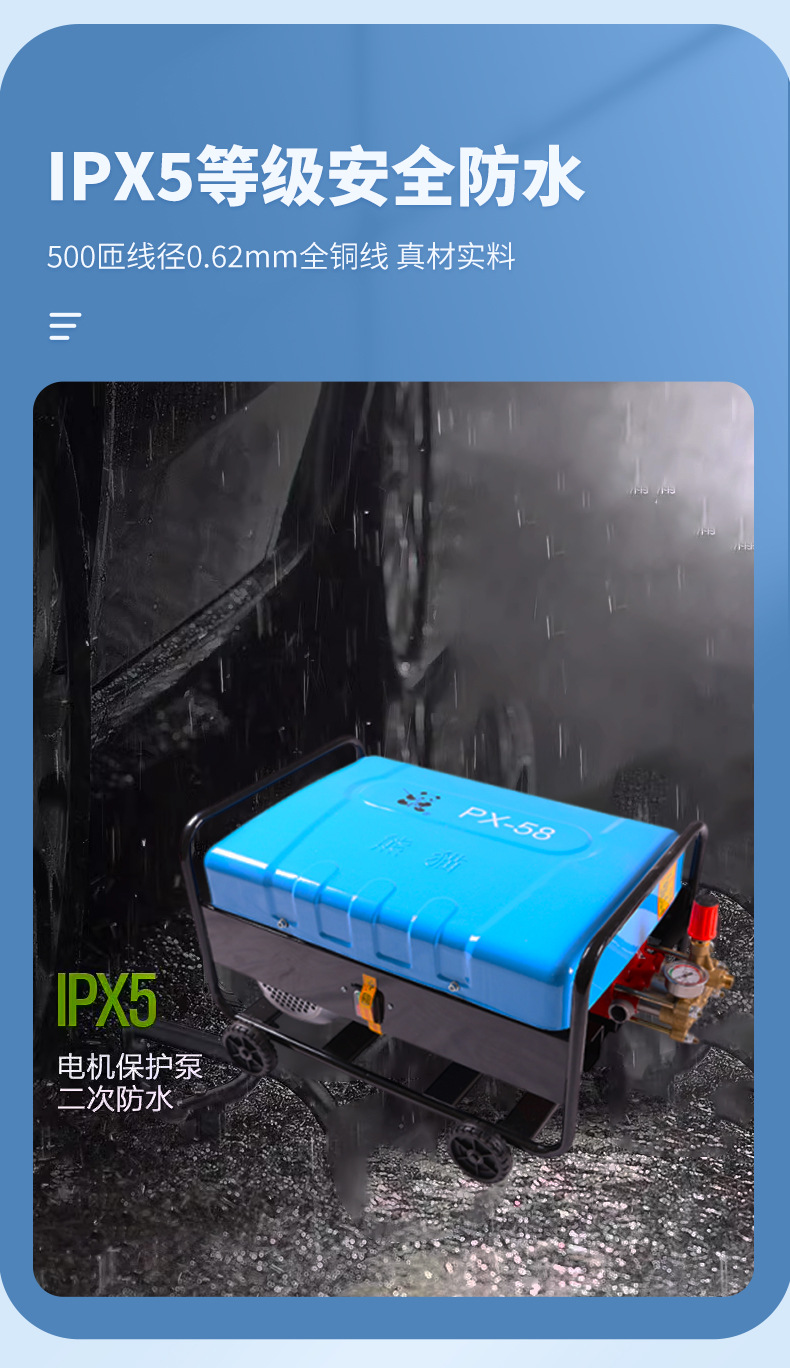 Customized Panda Brand Px-58 High-Pressure Cleaning Machine, Special Car Washing Machine for Farms, Brush Car Pump, Commercial Car Wash Shop