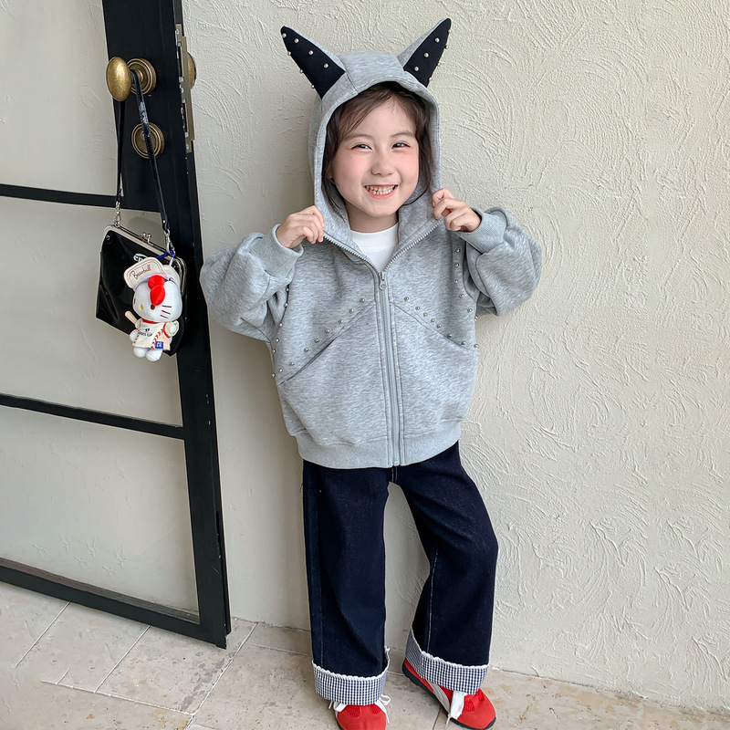 Girls' Coat Autumn 2026 New Fashionable Children's Spring and Autumn Hooded Sweatshirt Baby Autumn Cardigan Top Trendy Girls' Coat Autumn 2026 New Fashionable Children's Spring and Autumn Hooded Sweatshirt Baby Autumn Cardigan Top Trendy