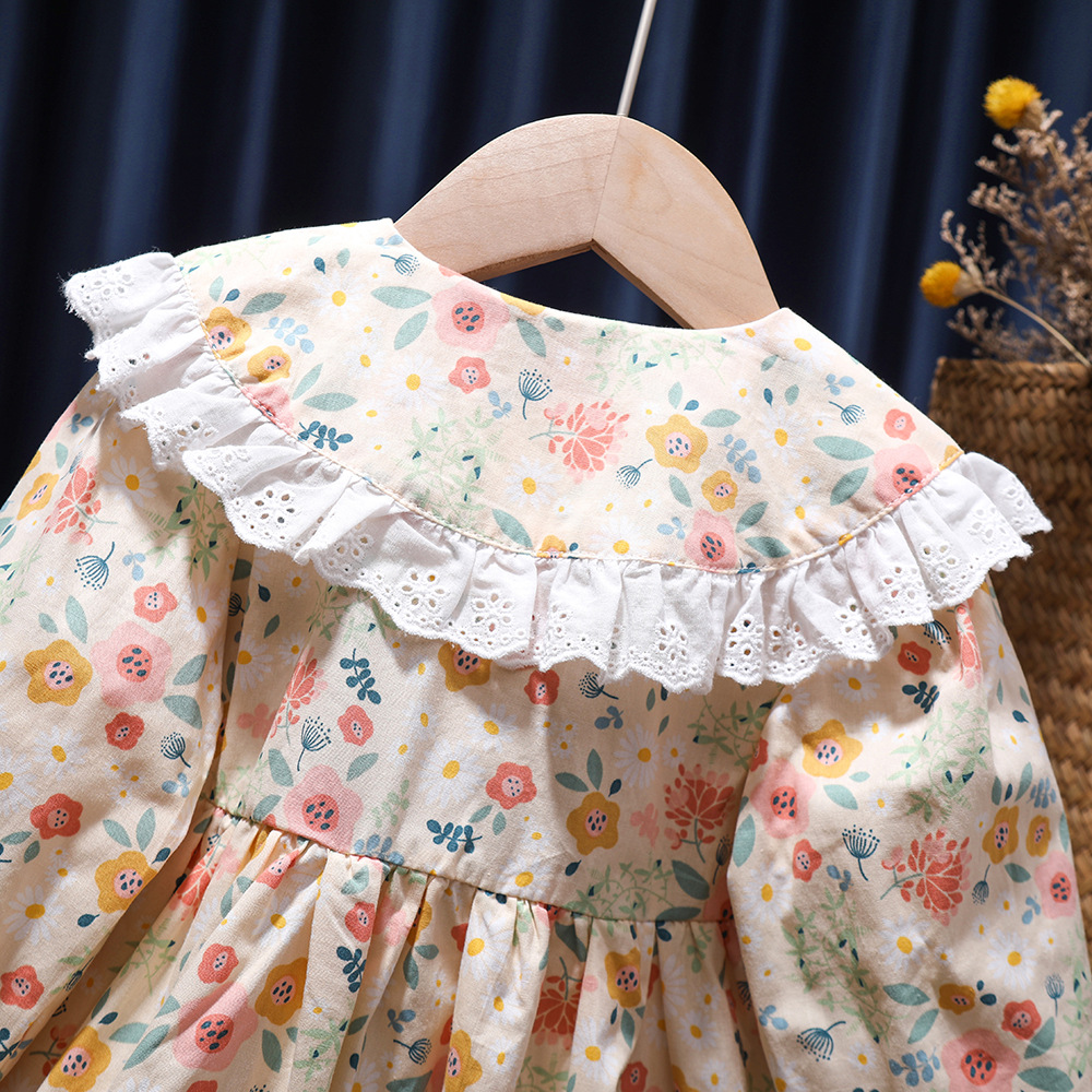 Girl'S Gender Printing Design Fashion Style Fashion Flower Printing Cotton Girls Dresses