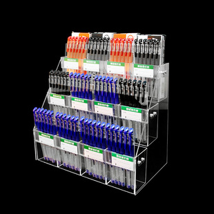 Supermarket Acrylic Display Stand with Price Tag, Store Pen Holder, Pencil, Gel Pen, Ladder Pagoda Pen Holder Counter