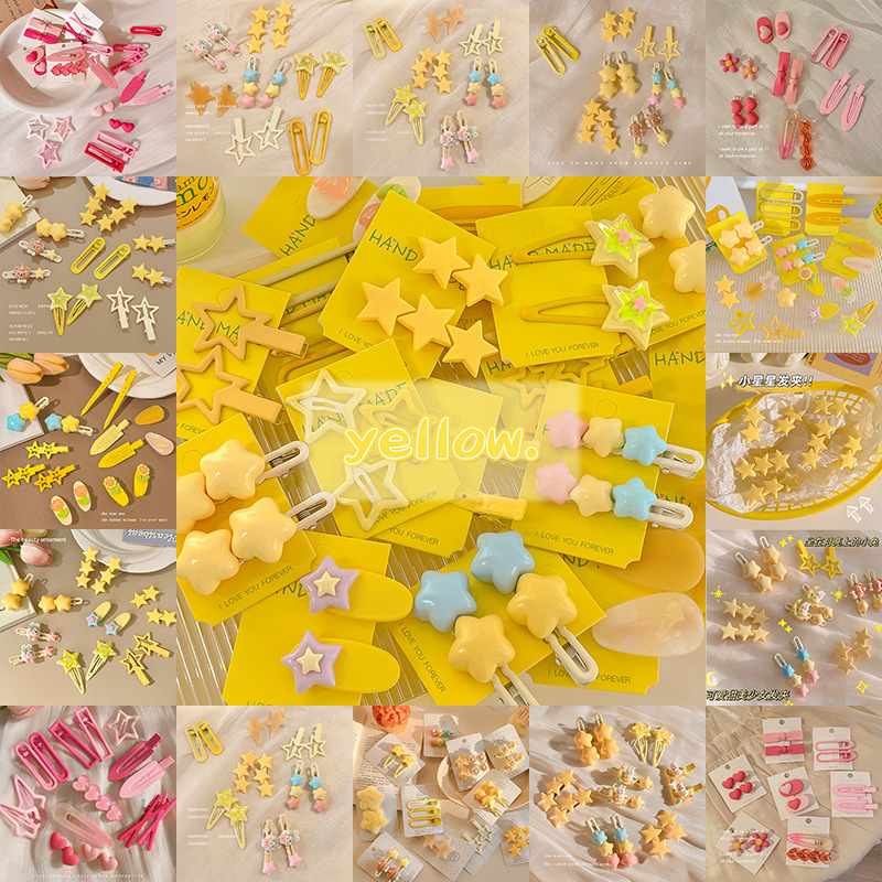 Y2k dopamina estrella horquilla mujer 2025 nuevo amor para niños cabello roto clip de pico de pato horquilla tocado al por mayor