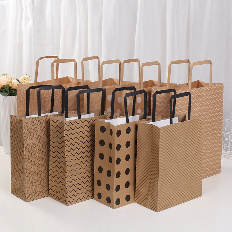 Bolsa de papel kraft con puntos, bolsa de regalo o para repostería, empaques ecológicos con asas