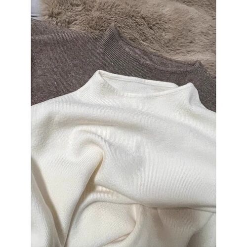 Half-height crew neck knitted sweater women's innerwear spring autumn winter base long sleeve universal base top 2024 trending item