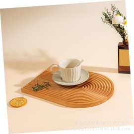新款亚马逊木质茶托盘甜品雕刻展示盘ins风格下午茶拍照装饰品