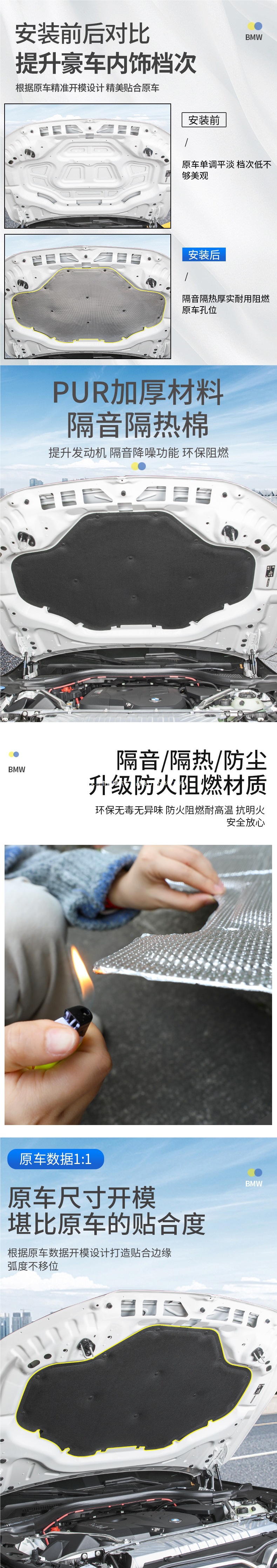 2025 BMW New X3 Engine Soundproofing Cotton Hood Insulation Silent Noise Reduction Car Modification and Decoration Accessories