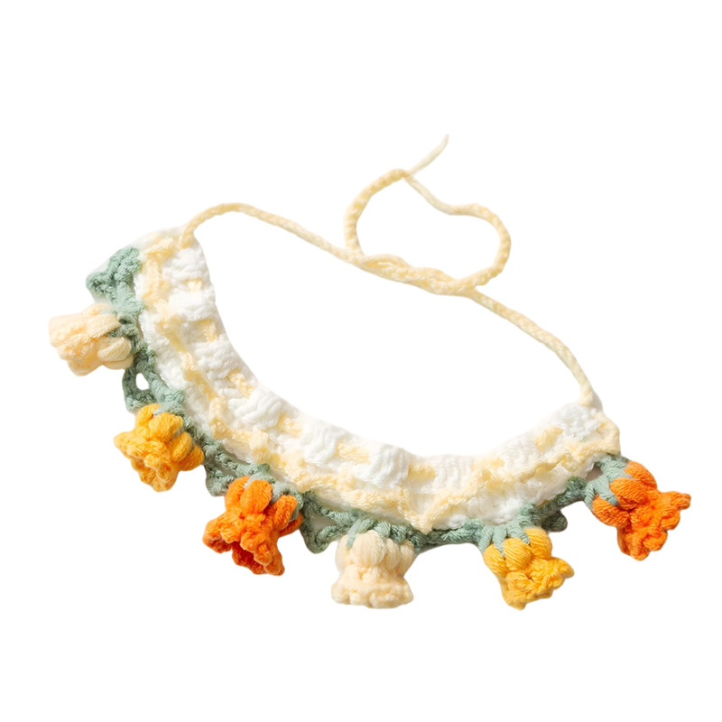 Otoño y invierno nuevas flores tejidas a mano perros gatos collares collares accesorios para perros pequeños y medianos joyas para mascotas