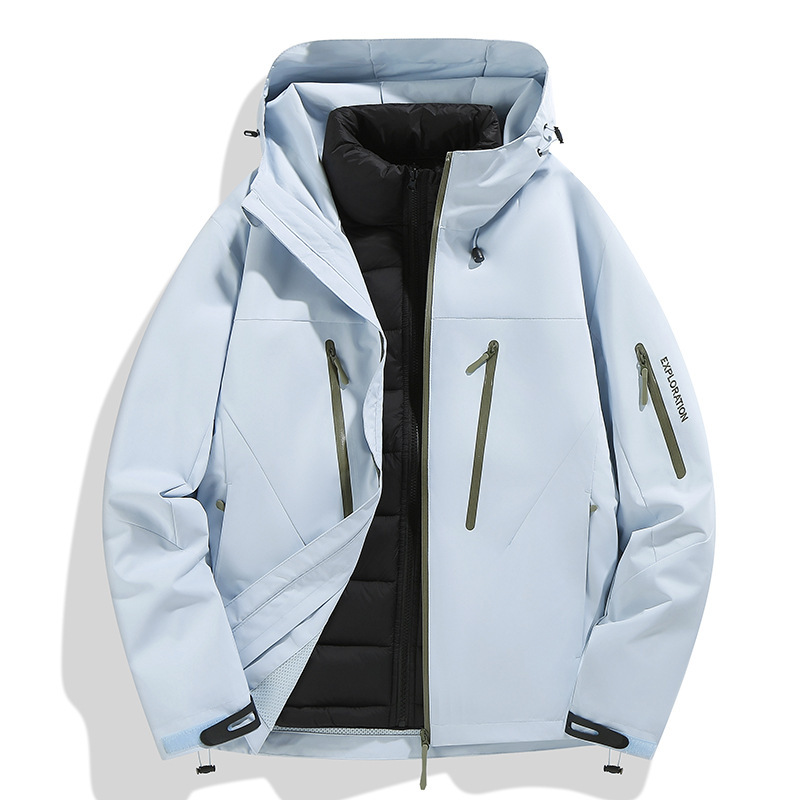 鳥家同型ジャケット、カスタムロゴ刺繍入り、3in1登山服、防風防水、裏起毛ジャケット、男女兼用|undefined