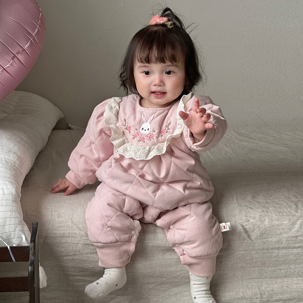 Ropa de bebé Ropa de otoño e invierno Ropa de bebé de una pieza Princesa más algodón acolchado de terciopelo Ropa de algodón súper linda para bebés Ropa de salida de invierno