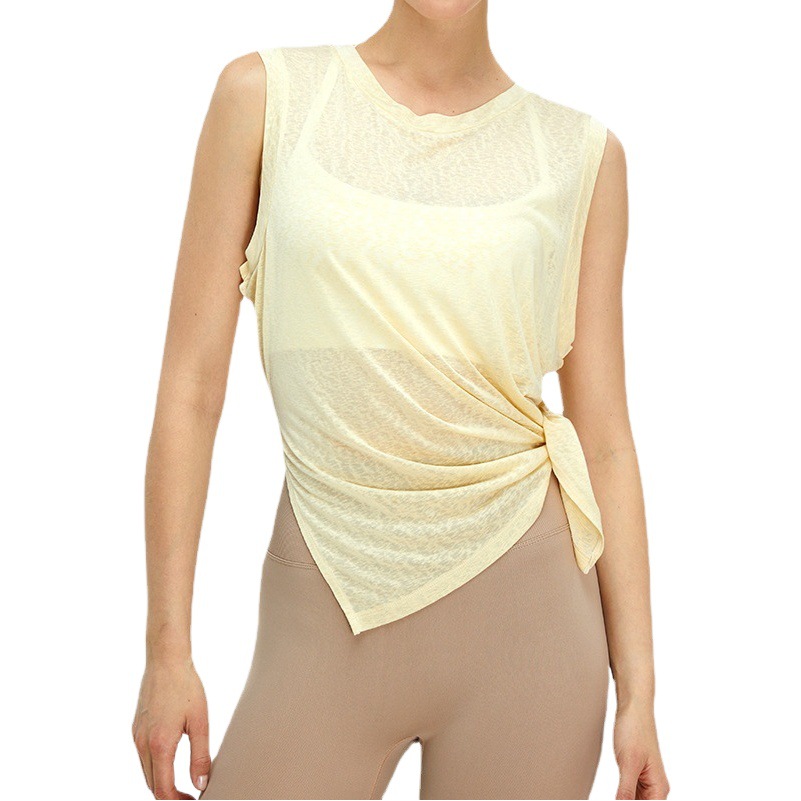 Transfronteriza nueva blusa de Yoga de secado rápido ligero ropa de entrenamiento suelta sin mangas para mujer ropa de yoga deportiva superior para correr