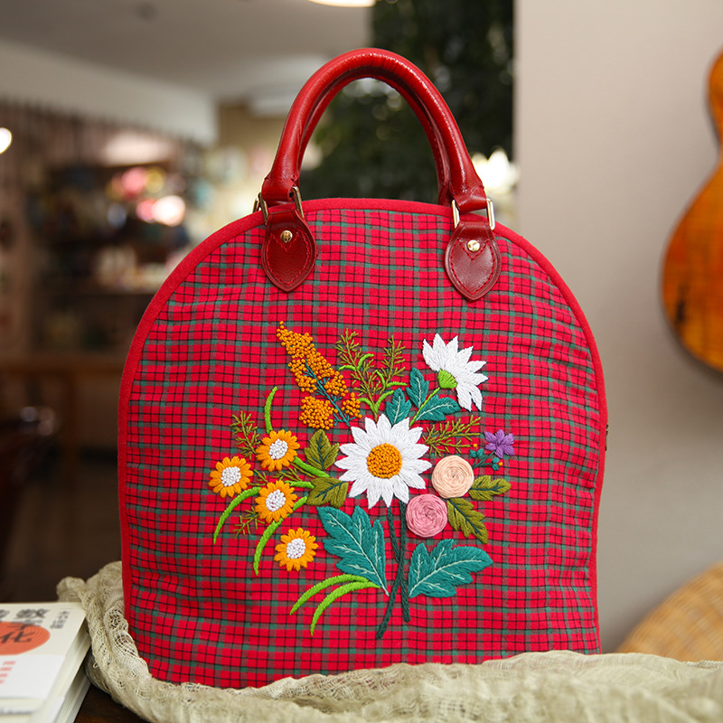 Bolso curvo-Hierba de Chenhui-rojo (producto no terminado) + estiramiento plástico del bordado de los 20cm
