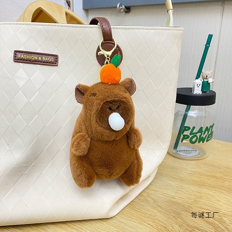 きしむクリエイティブぬいぐるみカピバラバブルキーホルダーペンダントかわいいカップルスクールバッグキーホルダーペンダント|undefined