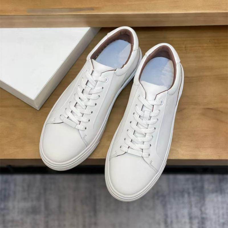Bos Trendy Brand Simple Casual Men's Shoes Genuine Leather High-End Men's Sports Shoes Solid Color Cowhide Low-Top Lace-Up Sneakers for Men Bos Trendy Brand Simple Casual Men's Shoes Genuine Leather High-End Men's Sports Shoes Solid Color Cowhide Low-Top Lace-Up Sneakers for Men