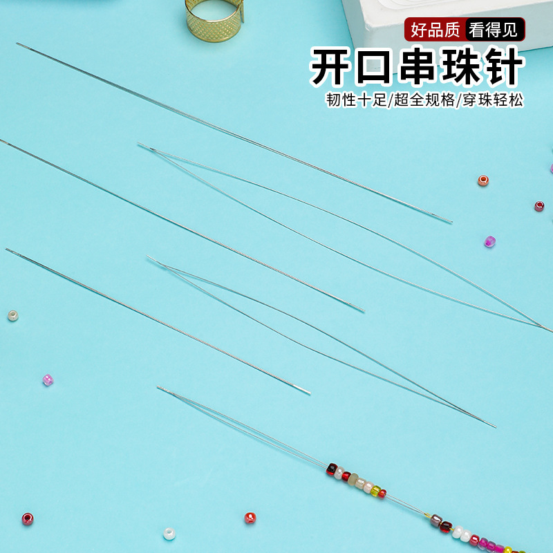 Large-Eye Beading Needle for DIY Beaded Bracelets and Necklaces, Convenient Threading Tool with Middle Hole Needle