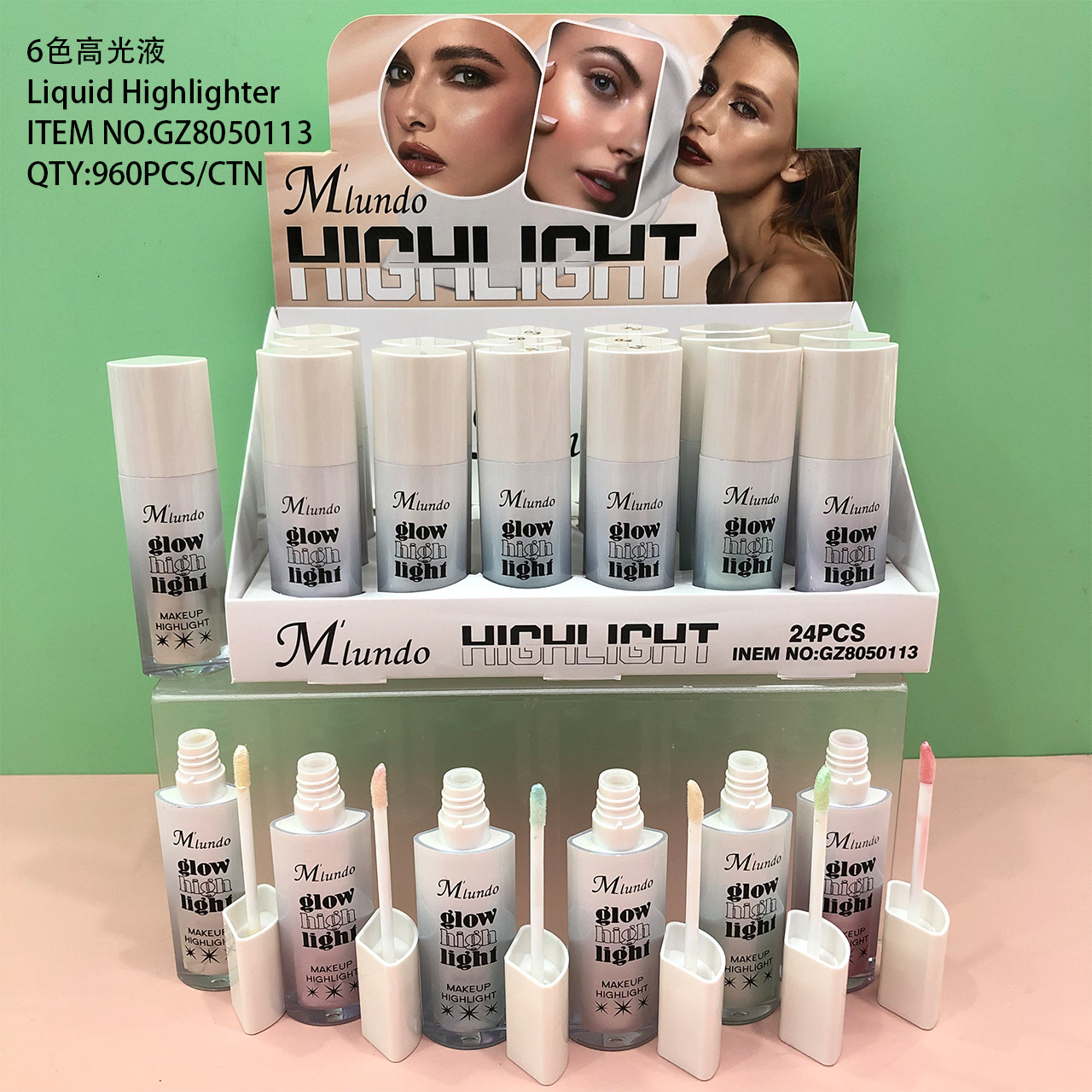 Nuevo Mlundo seis colores de alto brillo concelador blush sequinilla decolor óleo labial invisible barra de concelador maquillaje al por mayor