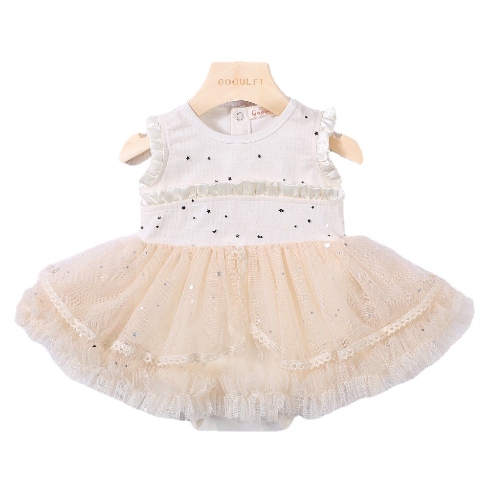 0-3岁婴儿刺绣花软网纱短袖奥代尔连衣裙女童裙子夏季2021新款