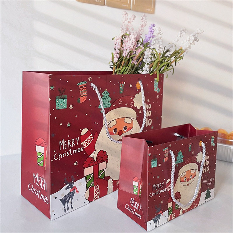 圣诞节日礼物袋平安夜包装袋伴手礼袋圣诞礼品袋高档生日手提纸袋