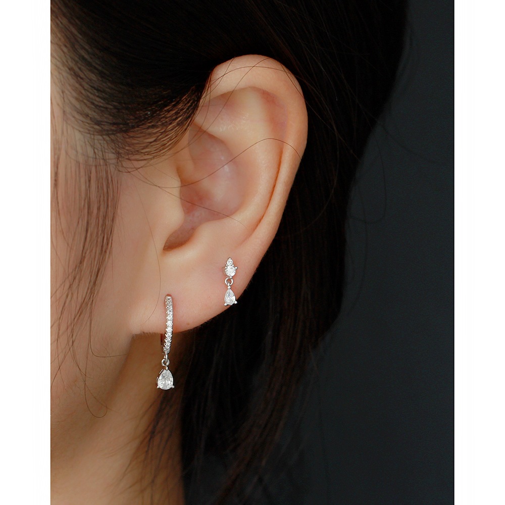 Electroplating Gold Plating Process 925 Sterling Silver Ear Needle Material 1 Pair 925 Sterling Silver Zircon Geometric Drop Earrings