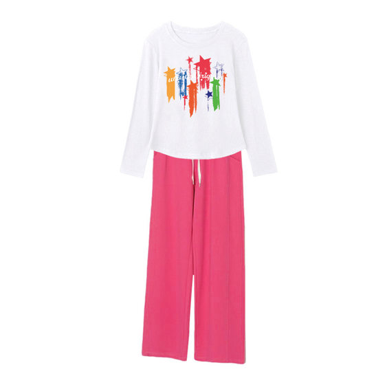 Square Dance Clothing Spring and Autumn New Straight Trousers suit Fitness Jumper Running Long Sleeve Top Casual Wear for Women