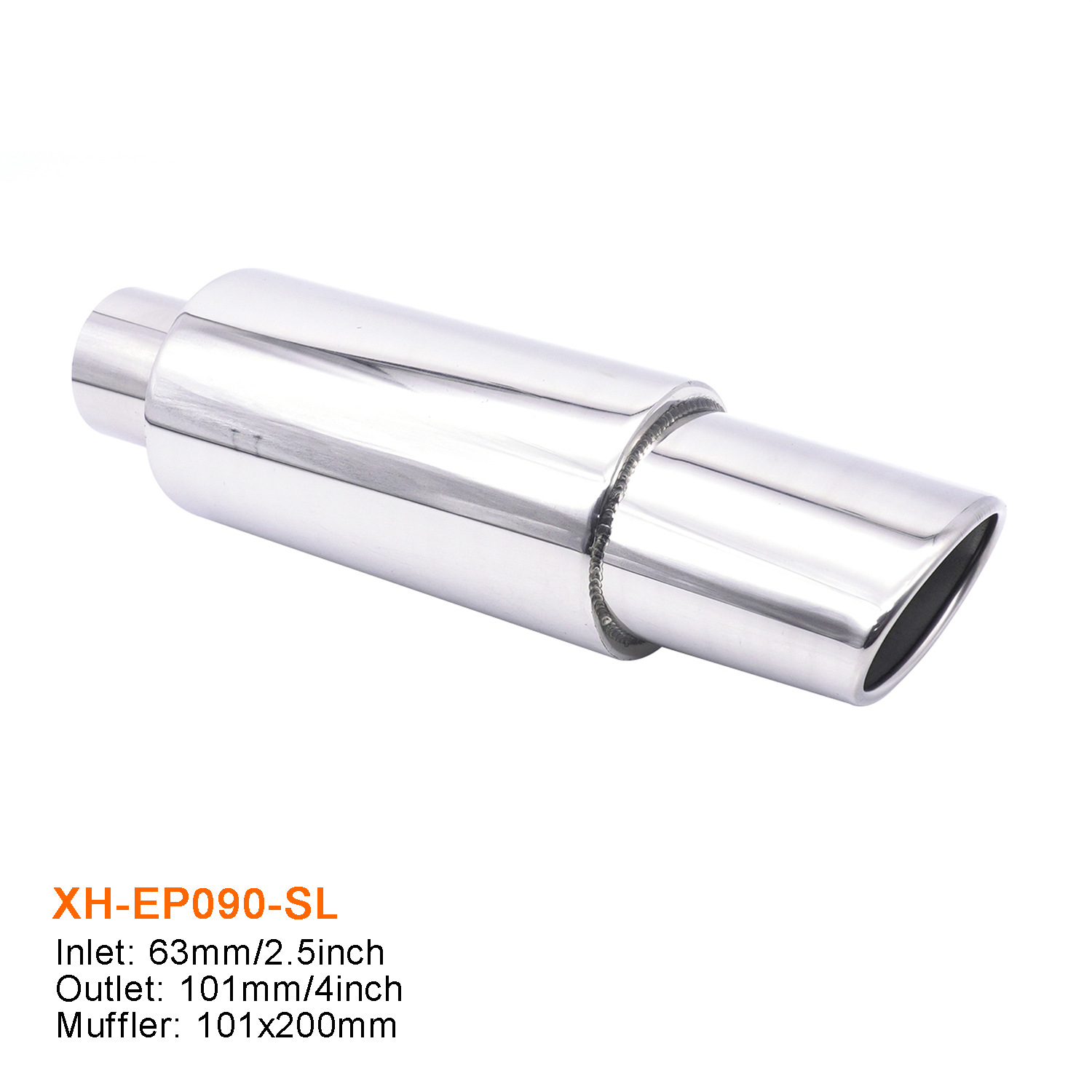 Modificación del coche tubo de escape tambor de cola de acero inoxidable tambor redondo tambor de sonido fila recta Universal con Garganta de cola chapado azul para hornear Azul Plata