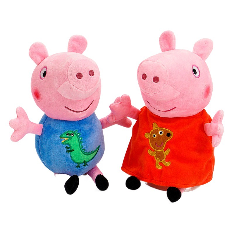 Auténticas muñecas de peluche de Peppa Pig, familia de cuatro, muñeco de George, muñecos de peluche de cerdito, abuelo y abuela.