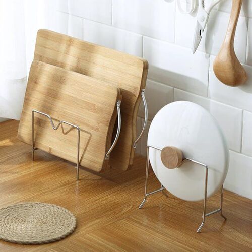 Stainless steel cutting board rack household pot lid rack sitting kitchen chopping board storage rack storage sticky board cutting board rack countertop