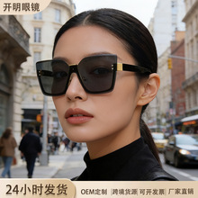 2026新款跨境个性无框切边网红墨镜男女方形大框方圆脸显瘦太阳镜