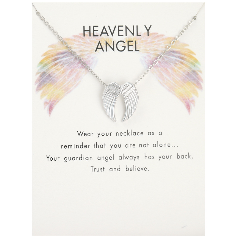 Amazon Shein Temu European and American Cross-Border Hot-Selling Angel Wings Necklace Angel Wings Card Necklace Ins
