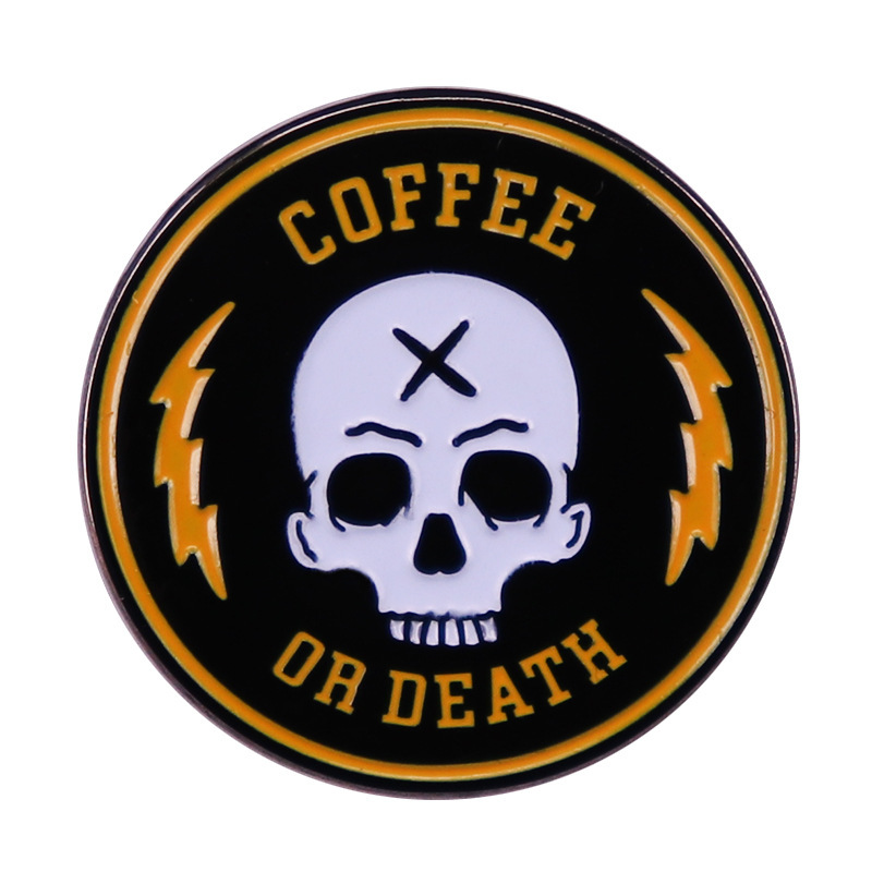 咖啡或死亡骷髅头胸针衣领帽子包包配饰