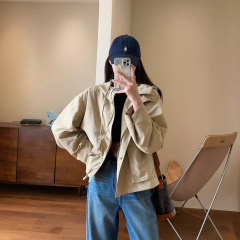 山系质感舒适肌理感宽松短款连帽冲锋衣休闲外套女2025秋