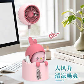 卡通创意变脸小风扇带铅笔削 学生办公桌面解压玩具台式风扇礼品