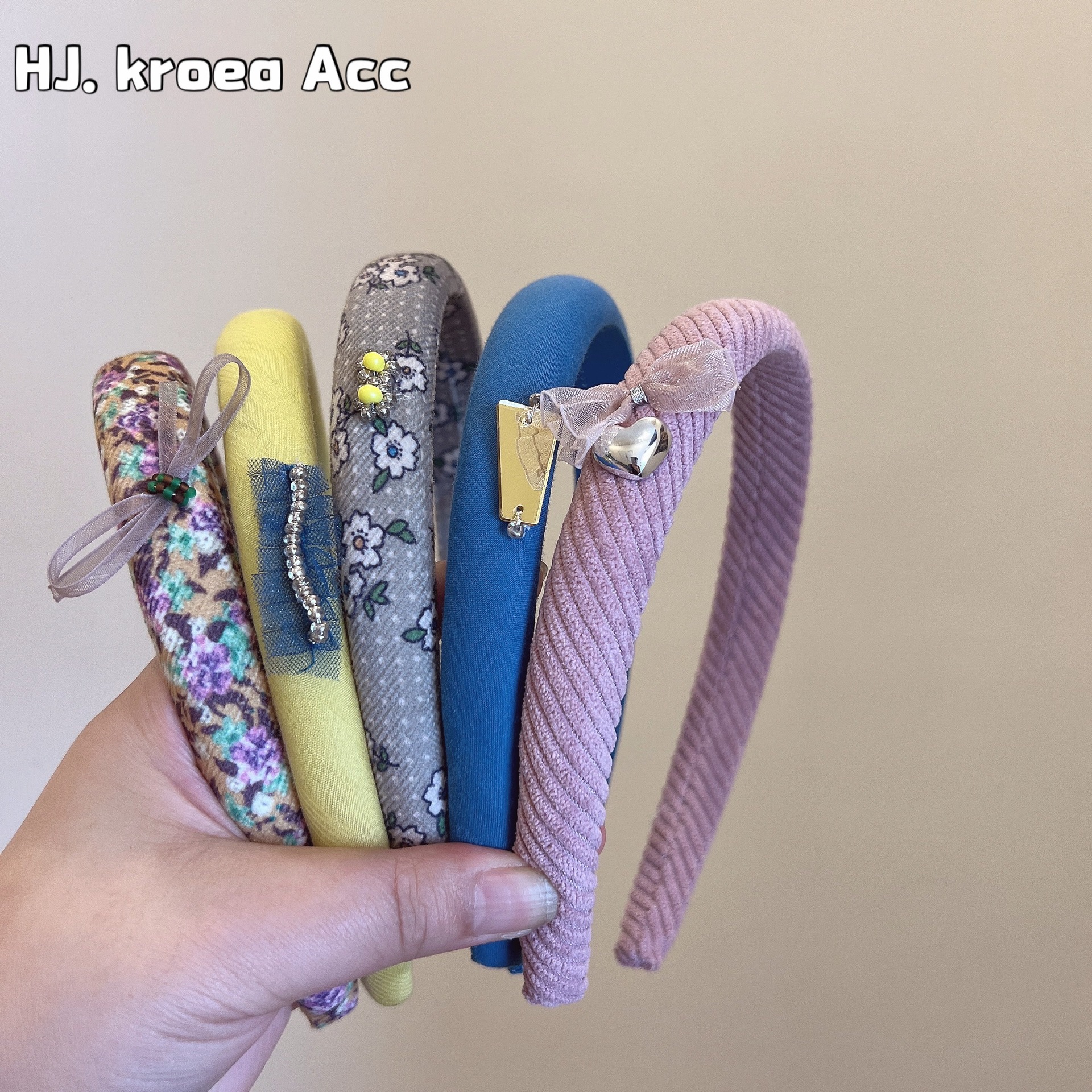 彩色可愛溫柔韓系少女植絨印花簡約百搭舒適發卡頭箍碎發發卡