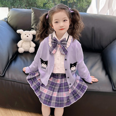 2024春新作ガールズクロミスーツ小さな女の子おしゃれ春服ベビーガールカレッジスタイルjk 3点セット