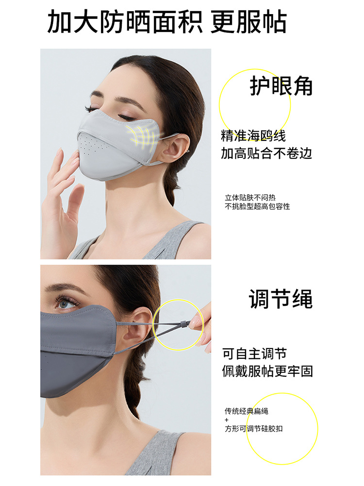 Verano agujero abierto seda de hielo máscara de protección solar respirada piel anti-UV máscara de protección de ojos al aire libre máscara de protección solar