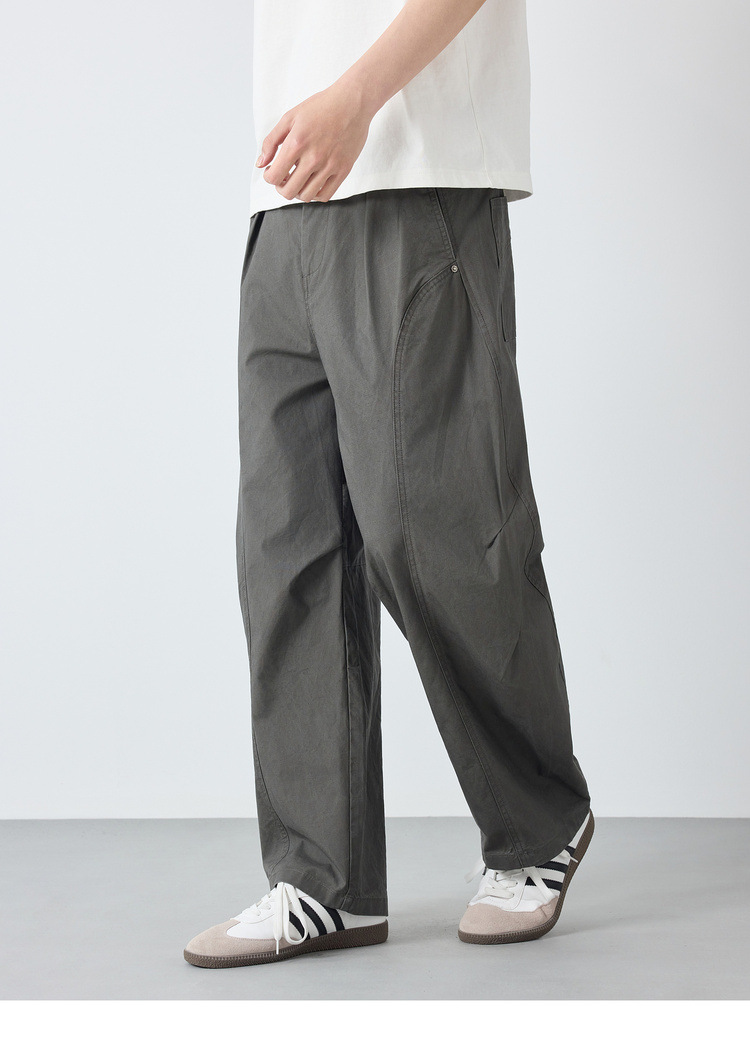 Quần dài nam phong cách Mỹ ống rộng cotton mềm mại — đen chi tiết 16