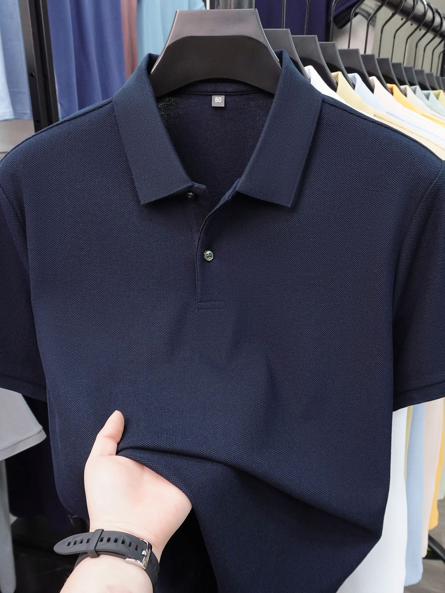 Solid color hexagonal cotton fashionable T-shirt