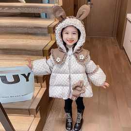 女童羽绒服2024冬装新款儿童洋气小女孩宝宝白鸭绒加厚冬天外套潮
