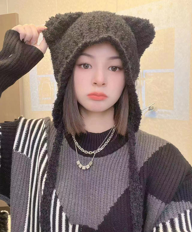 Imitation Cashmere Material Solid Color Pattern Winter Season Women's Vacation Solid Color Eaveless Wool Cap