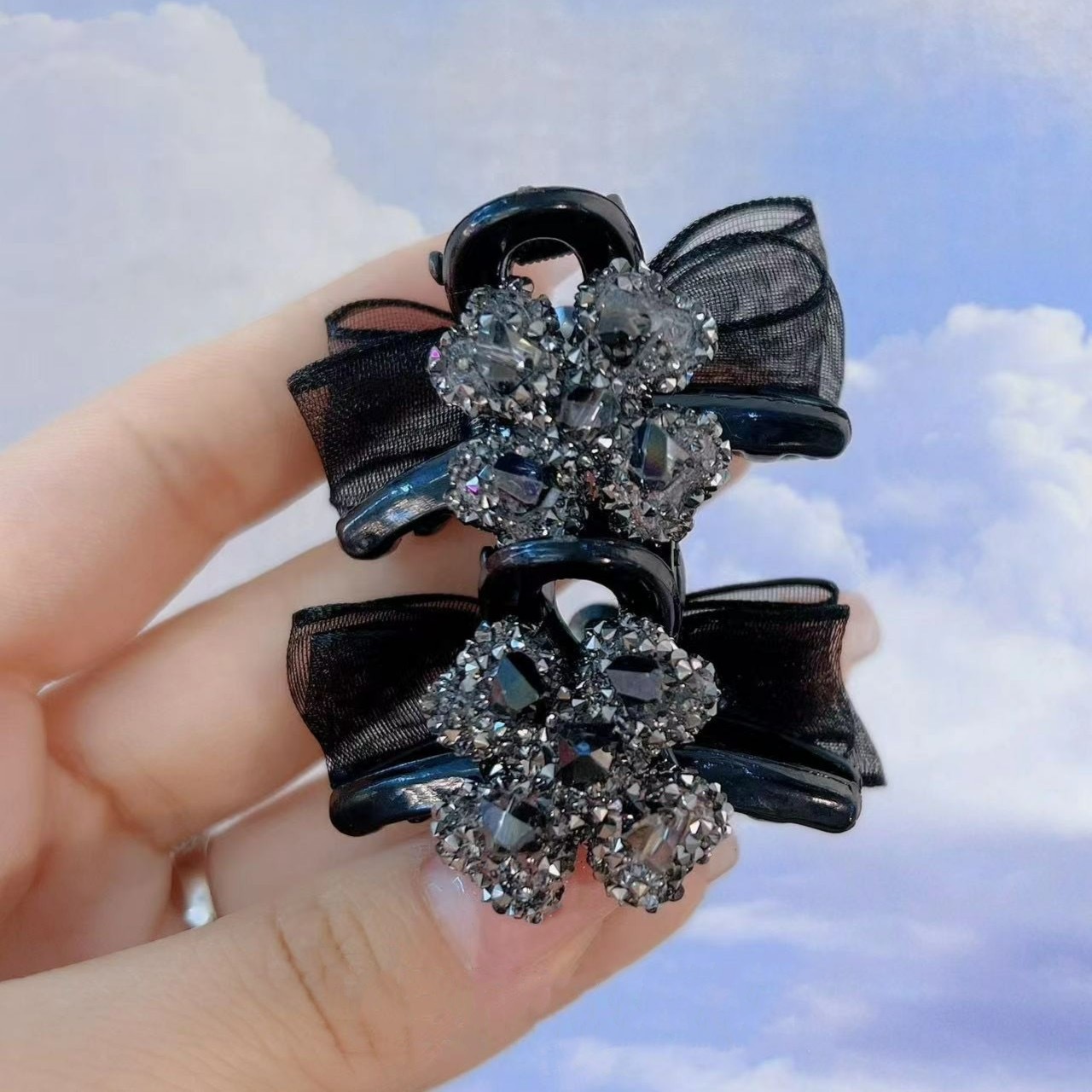 럭키 네잎 클로버 거즈 작은 그립 활 옆 머리핀 공주 머리 이마 앞머리 BB 클립 뜨거운 판매 액세서리