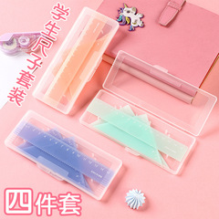 Jelly color ruler set triangle ruler student stationery transparent jelly color triangle ruler set kindergarten
