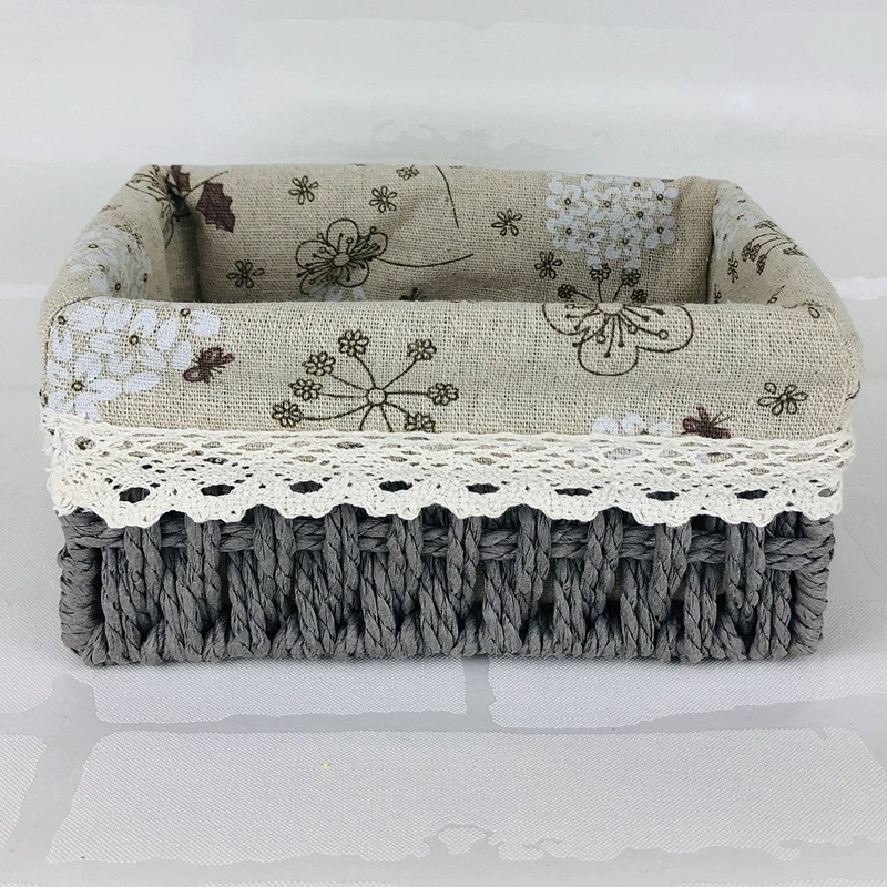 Корзина из соломы с тканевой подкладкой, несколько размеров (малый/средний/большой/набор)
