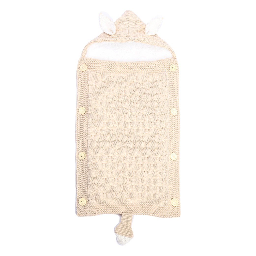 Весенне-осенний детский вязаный спальный мешок с кроличьими ушками реквизит для фотосъемки однотонный Конверт для новорожденных противоударное Пеленальное Одеяло