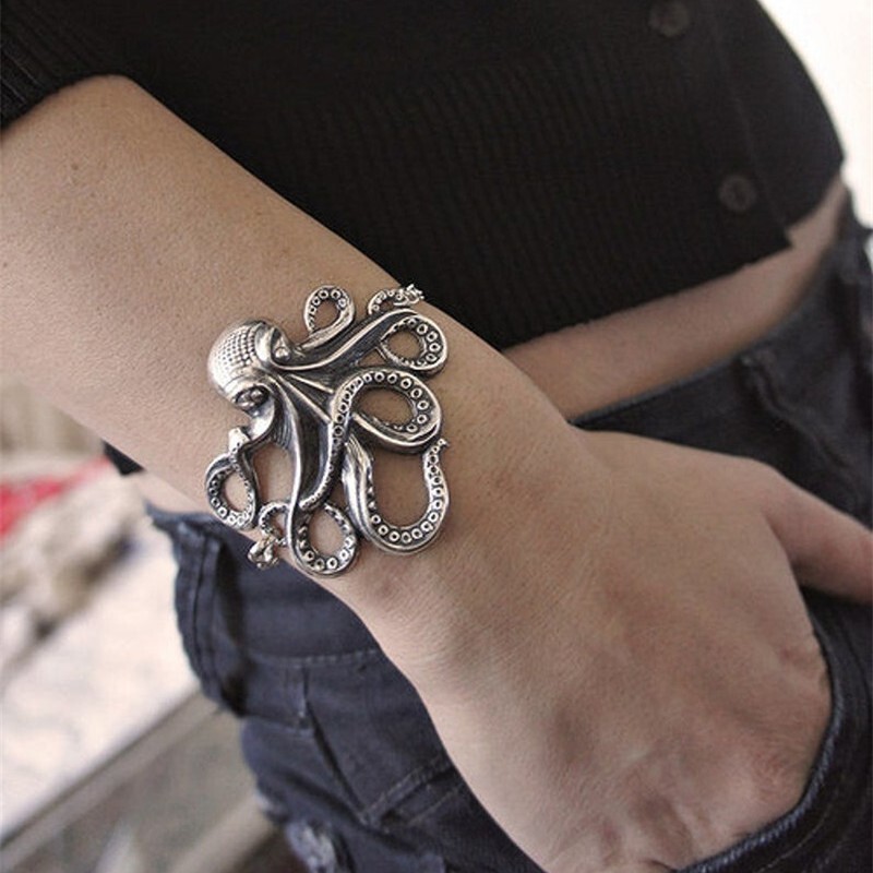 Foreign trade new fashion antique silver antique bronze rock octopus bracelet factory direct sales