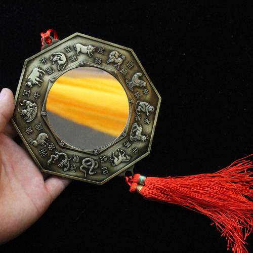 Feng Shui Supplies Colorful Alloy Bagua Mirror Pendant Wholesale Twenty Four Solar Terms 12 Zodiac Tai Chi Yin Yang Bagua Mirror