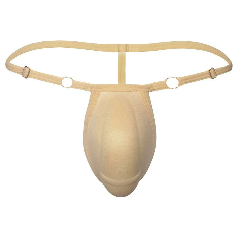 Men's 3D Realistic Sponge Cup Thong, Large Shaping, Sexy Low-Waist Adjustable Seamless Underwear