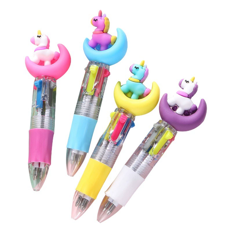 Мини Четырехцветная шариковая ручка Южная Корея Cute ins мультфильм Милая голова цветная ручка студенческий приз подарок