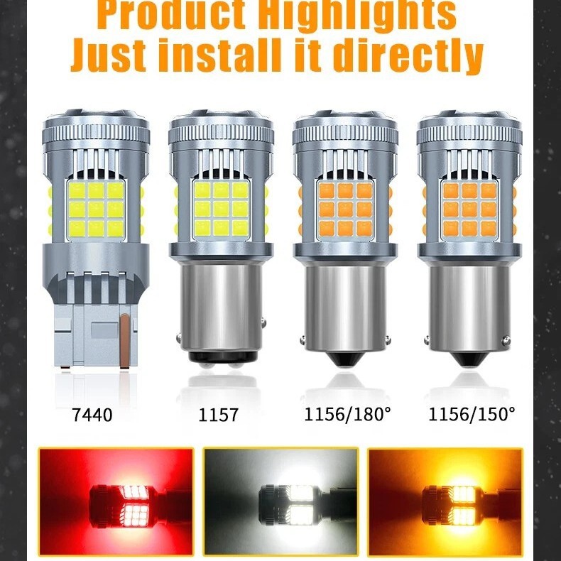 Auto LED decodificado luz de dirección estroboscópica 1156 1157 3030 36SMD bombilla de freno 3157 7440