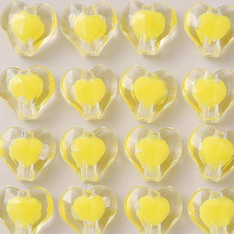 11x12mm cuentas de amor de color interior acrílico transparente cuentas de corazón de桃ar joyas DIY cuentas de collar de pulseras