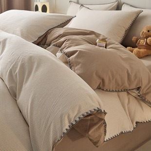 Class A Maternal and Infant Grade Cotton Washed Cotton Four-piece Set Cotton Quilt Cover Bedding Dormitory Bed Sheet Bed Cover Three-piece Set 4
