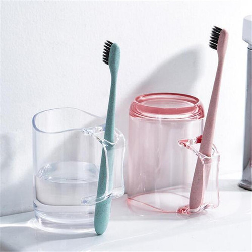 Japanese-style mouthwash cup household simple toothbrush toothpaste cup solid color transparent toothbrushing couple wash cup with handle plastic cup